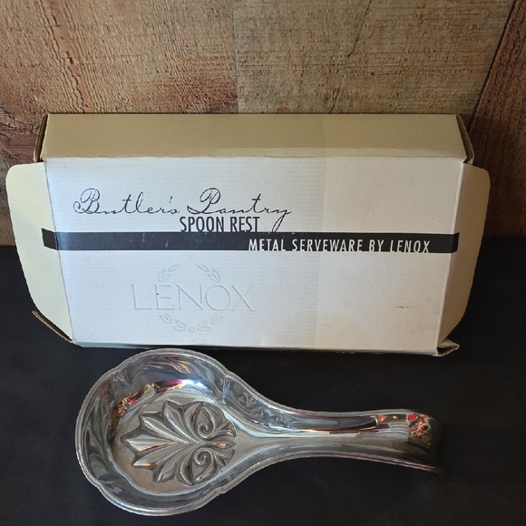 Vintage Lenox Silver Leaf Design Spoon Rest - Picture 1 of 7